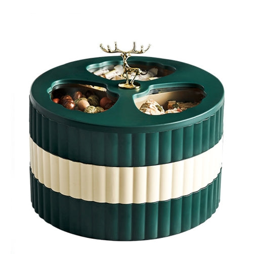 Home Living Room Candy Tray Creative Light Luxury Divided Grid Dried Fruit Tray,Style: 3 Layers (Beige+Green)