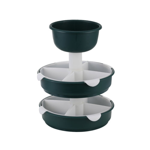 Hot Pot Platter Rotating Sub-Divided Drain Basket Fruit And Vegetable Cleaning Basket,Style: Three-layer (Mint Green)
