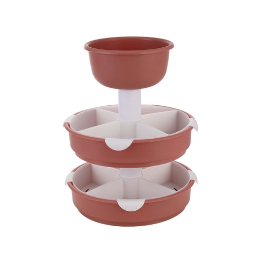 Hot Pot Platter Rotating Sub-Divided Drain Basket Fruit And Vegetable Cleaning Basket,Style: Three-layer (Bean Pink)