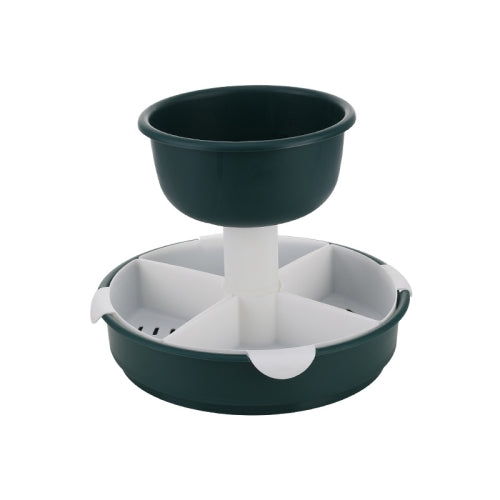 Hot Pot Platter Rotating Sub-Divided Drain Basket Fruit And Vegetable Cleaning Basket,Style: Two Layers (Mint Green)