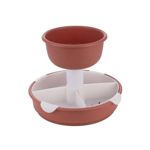 Hot Pot Platter Rotating Sub-Divided Drain Basket Fruit And Vegetable Cleaning Basket,Style: Two Layers (Bean Pink)