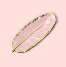Phnom Penh Ceramic Dessert Plate Feather Plate Banana Leaf Fruit Dried Fruit Storage Tray, Size: Small (Bright Peach Pink)