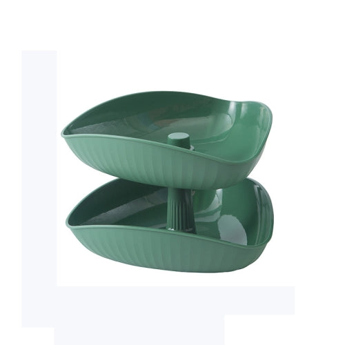 Vegetable Washing Draining Basket Split-Grid Rotating Multi-Layer Hot Pot Platter Double Tray (Green)