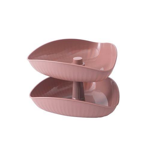 Vegetable Washing Draining Basket Split-Grid Rotating Multi-Layer Hot Pot Platter Double Tray (Pink)
