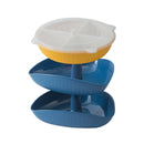 Vegetable Washing Draining Basket Split-Grid Rotating Multi-Layer Hot Pot Platter 2 Trays+Drain Basket(Blue)