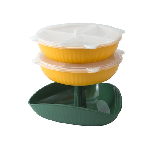 Vegetable Washing Draining Basket Split-Grid Rotating Multi-Layer Hot Pot Platter Tray+2 Drain Baskets(Green)