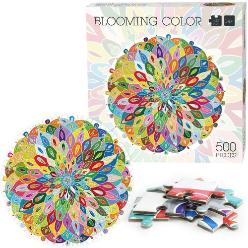 Round Adult Plane Puzzle Jigsaw Toy 500 Pieces, Diameter: 48CM(Blooming Color)