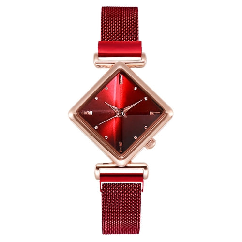 2 PCS Ladies Diamond Dial Quartz Watch, Colour: Red