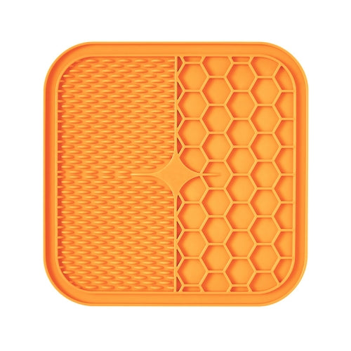 A012 Silicone Pet Sucker Licking Pad Anti-Choking Slow Food Bowl, Specification: Large(Orange)