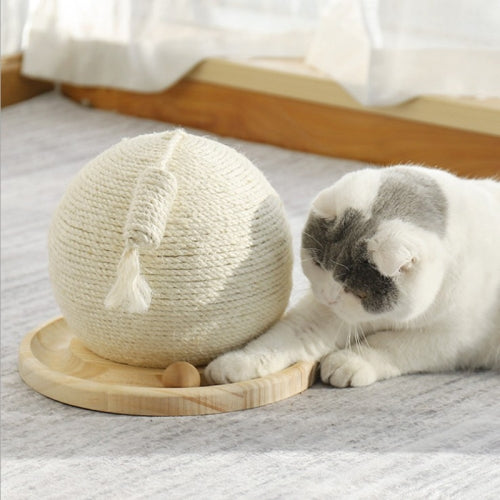 Cat Claw Grinder Sisal Rope Puzzle Ball Catnip Toy(White)