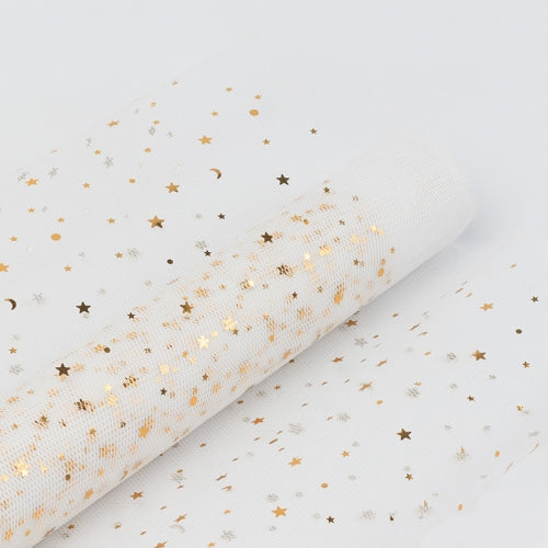 2 PCS Flowers Lined With Packing Gauze Stars And Moon Sequined Yarn Gift Box Flowers Package Material(White)