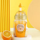 Creative Cartoon Baer Pattern Straw Cup Student Pearl Milk Tea Cup Cute Children Water Cup, Capacity: 560ml(Sweet Orange)