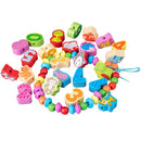 60 PCS / Set Number+Animal Children Stringing Threading Toys Early Education Cognitive Wooden Beads