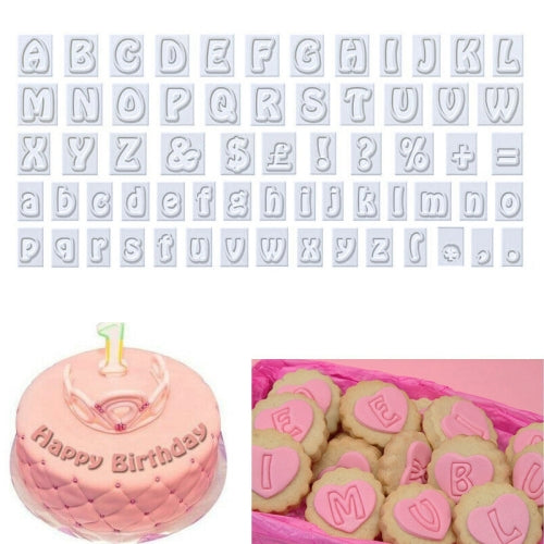2 Sets 64 in 1 Plastic English Alphabet Symbol Cake Biscuit Mold Set