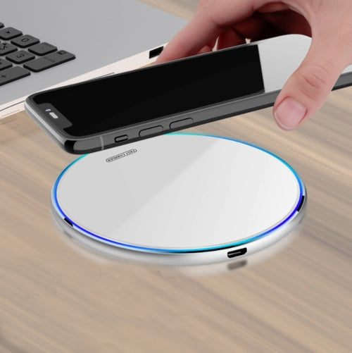 X8 15W QI Round Acrylic Mirror Wireless Charger(Silver)