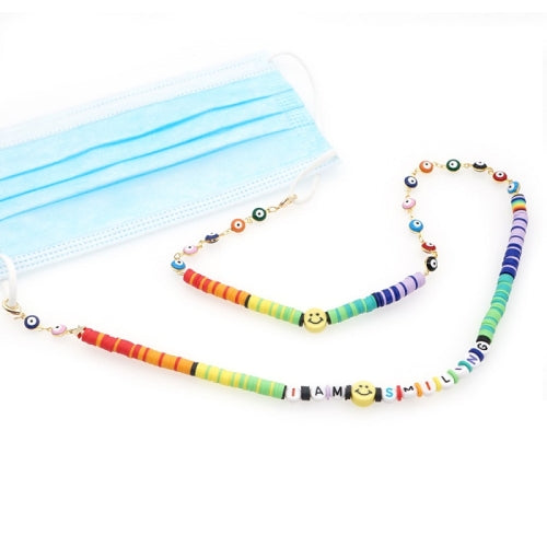 Multifunctional Mask Colored Smiley Soft Beads Chain Non-Slip Anti-Drop Mask Glasses Chain Hanging Neck Lanyard Rope(KR-N200001A)