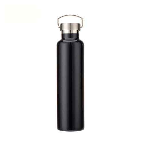 304 Vacuum Stainless Steel Vacuum Flask Double-Layer Large-Capacity Outdoor Water Bottle Mountaineering Sports Bottle, Capacity: 600ml(Black)