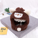 MZ8688 Winter Children One-Piece Cartoon Animal Shape Lamb Cashmere Hat and Scarf(Deep Brown)