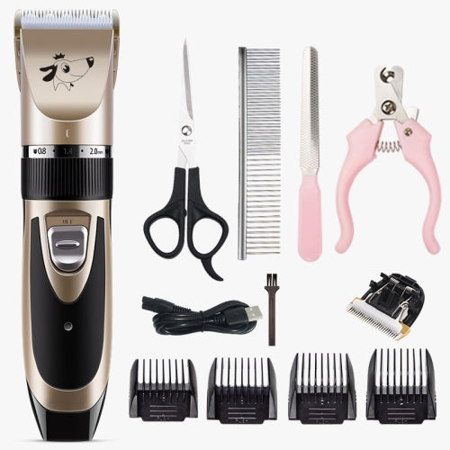 Pet Hair Remover Electric Shaving Haircut Set, Specification: Gold+4 PCS/Set+Cutter Head