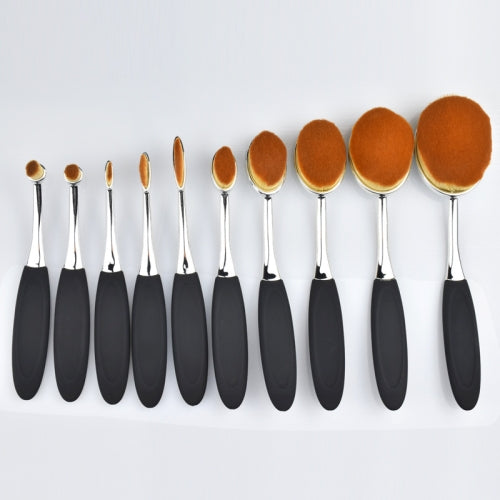 10 PCS / Set Toothbrush Makeup Brush Foundation Brushes Beauty Tools(Silver)