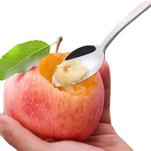 MS-217 5 PCS Stainless Steel Apple Puree Spoon Children Tableware Thickened Toothed Coffee Stirring Spoon