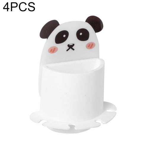4 PCS Bathroom Paste Wall-Mounted Shelf Cartoon Animal Toothbrush Holder(Panda)