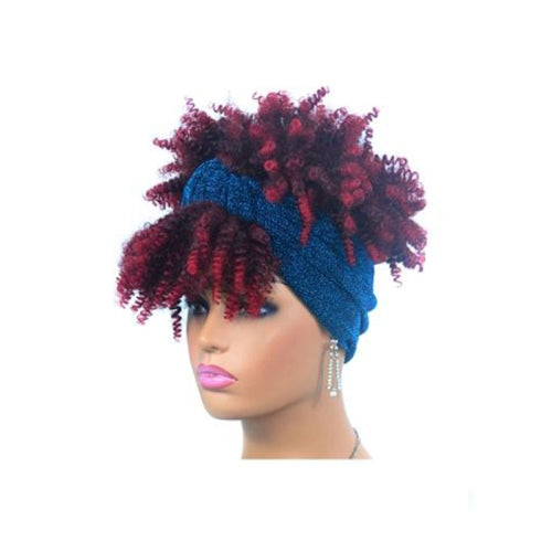 Headscarf Wig Black Gradient Small Curly Wig Explosive Headgear, Colour: 3.TJA1-1BTBUG#