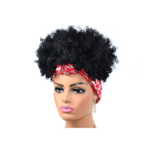 Headscarf Wig Black Gradient Small Curly Wig Explosive Headgear, Colour: 4.TJA5-1B#