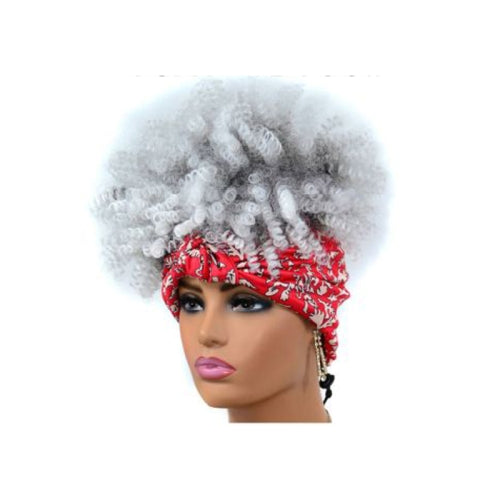 Headscarf Wig Black Gradient Small Curly Wig Explosive Headgear, Colour: 5.TJB0-1BT60B#