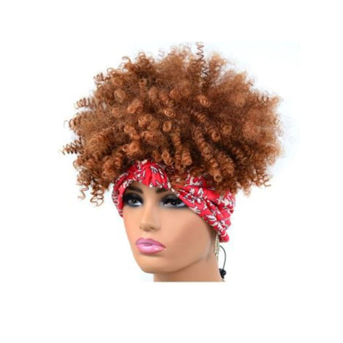 Headscarf Wig Black Gradient Small Curly Wig Explosive Headgear, Colour: 6.TJB0-4T27#