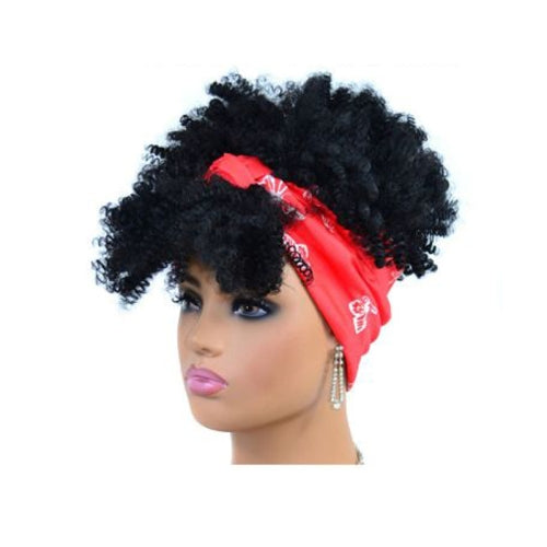 Headscarf Wig Black Gradient Small Curly Wig Explosive Headgear, Colour: 8.TJC1-1B#