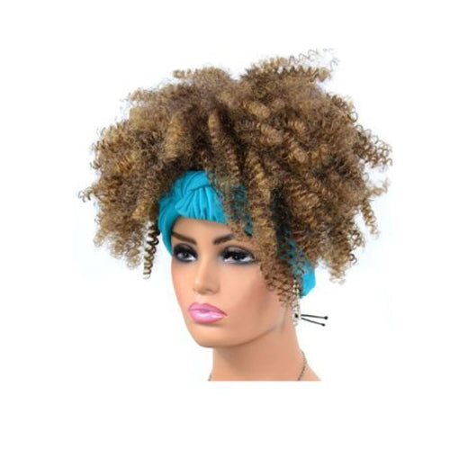 Headscarf Wig Black Gradient Small Curly Wig Explosive Headgear, Colour: 9.TJD2-1BT27#