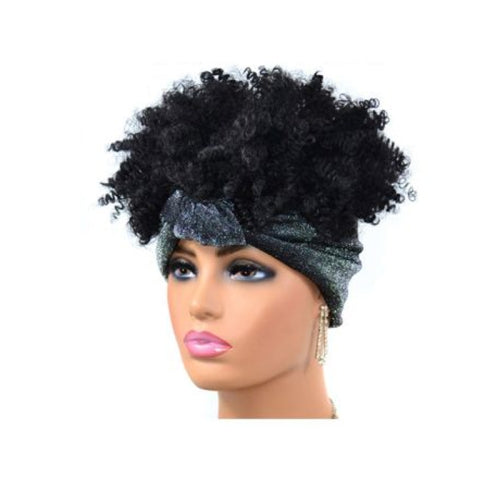 Headscarf Wig Black Gradient Small Curly Wig Explosive Headgear, Colour: 10.TJE3-1B#