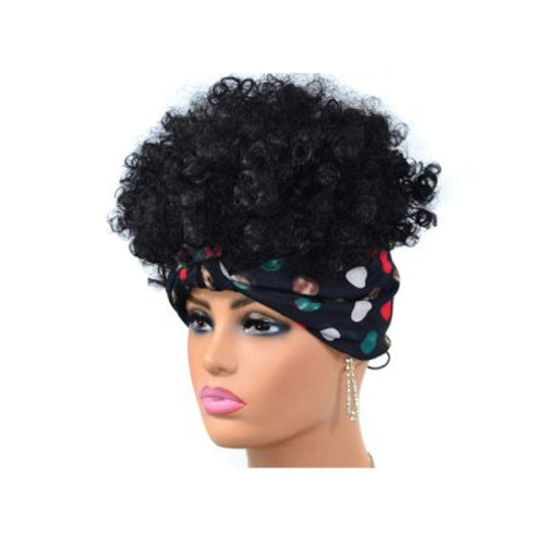 Headscarf Wig Black Gradient Small Curly Wig Explosive Headgear, Colour: 11.TJF4-1B#