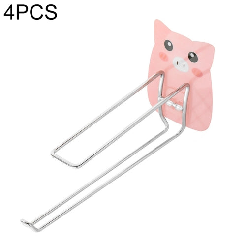 4 PCS Cartoon Hanger Storage Rack Paper Towel Rack Hanger Rack(Piggy Stainless Steel)