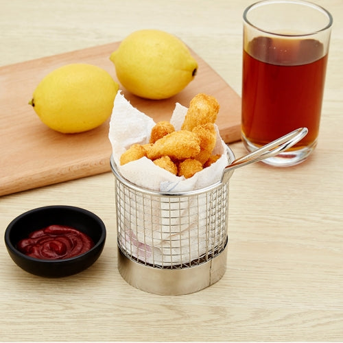 J13446L Stainless Steel Mini Fries Basket Restaurant Snack Bread Plate