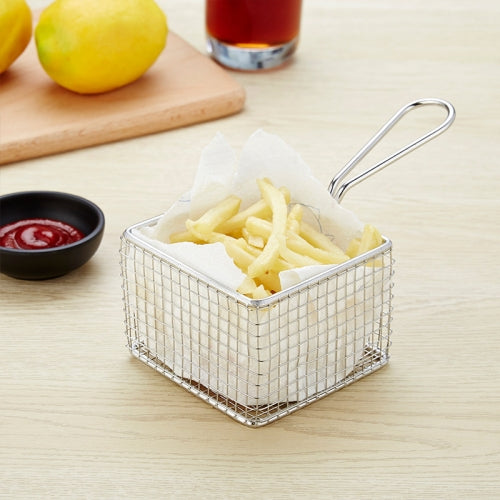 J13442S Stainless Steel Mini Fries Basket Restaurant Snack Bread Plate