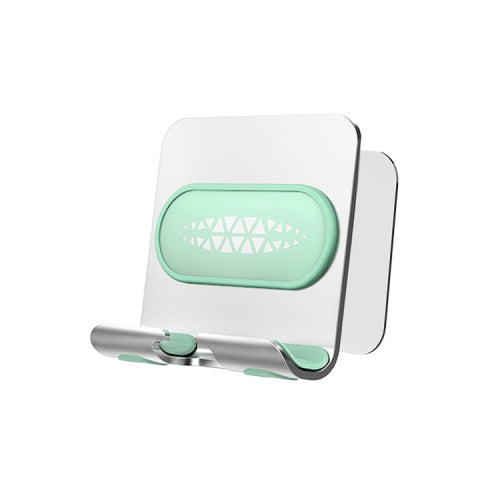 2 PCS Wall-Mounted Mobile Phone Holder Creative Sticking Multifunctional Storage Rack, Colour: Metal Silver+Green B10