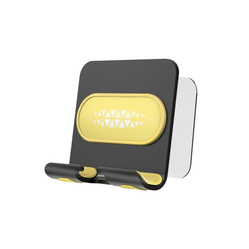2 PCS Wall-Mounted Mobile Phone Holder Creative Sticking Multifunctional Storage Rack, Colour: Metal Black+Yellow B10