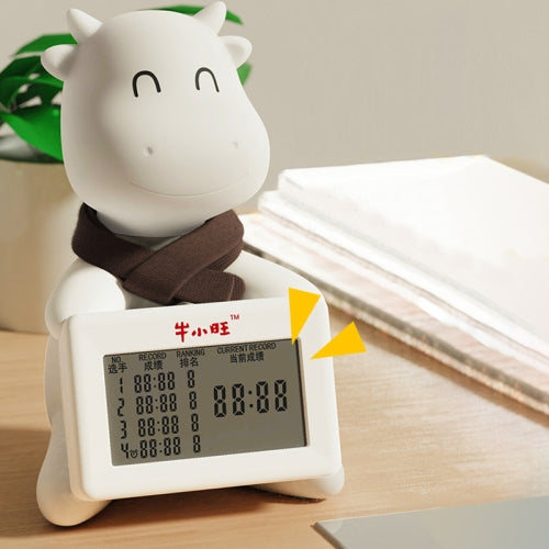 Calf Multi-function Bedside Alarm Clock Wake-up Night Light Ten Seconds Challenge Game Timer(White)