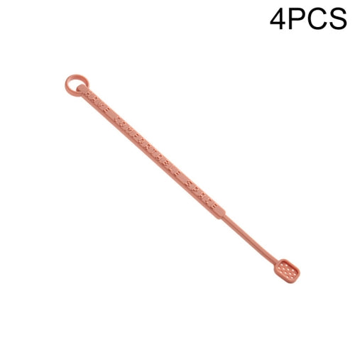 4 PCS Silicone Stir Stick Coffee Spoon Long Handle Cocktail Stick Cocktail Stirring Stick(Pink)