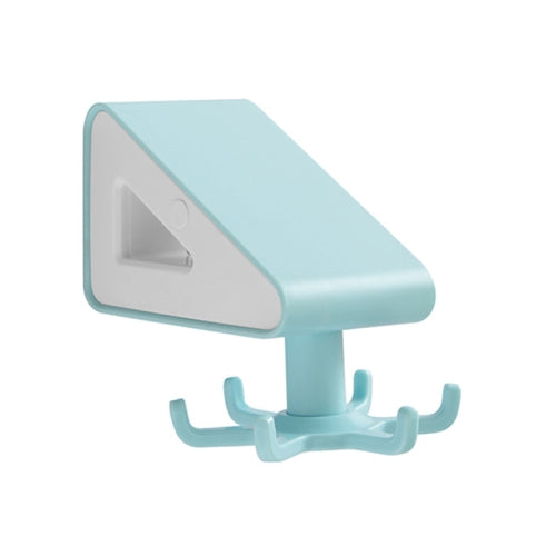 2 PCS Kitchen Free Perforation Hook Wall-Mounted Spatula Spoon Rotatable Rack(Light Blue)
