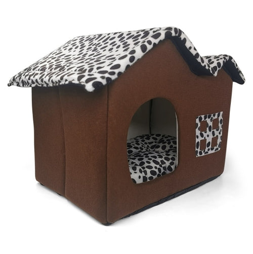 Spot Double Roof House Removable Pet Cushion Villa, Specification: 50x38x35cm(Brown)