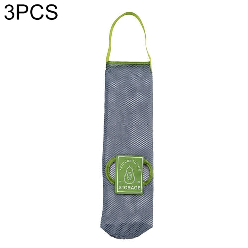 3 PCS Multifunctional Mesh Bag Storage Bag Portable And Carryable Hanging Bag For Fruit And Vegetable, Colour: Green (Small)