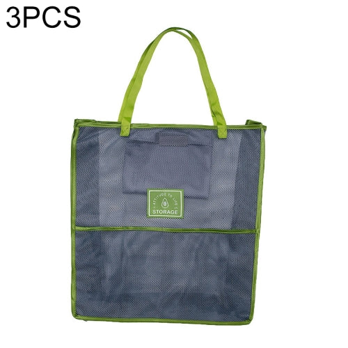 3 PCS Multifunctional Mesh Bag Storage Bag Portable And Carryable Hanging Bag For Fruit And Vegetable, Colour: Green (Oversized)