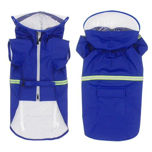 Pet Transparent Hat Raincoat Reflective Waterproof Dog Raincoat, Size: 4XL(Blue)