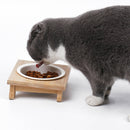 Bamboo And Wood Ceramic Cat Bowl Pet Supplies, Specification: Single Bowl