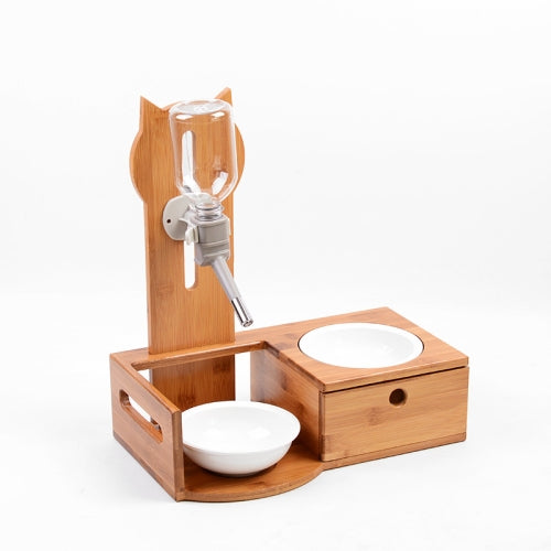 Pet Solid Wood Vertical Automatic Drinking Bowl For Cats And Dogs, Color Random Delivery, Specification: Drawer+Waterer Board