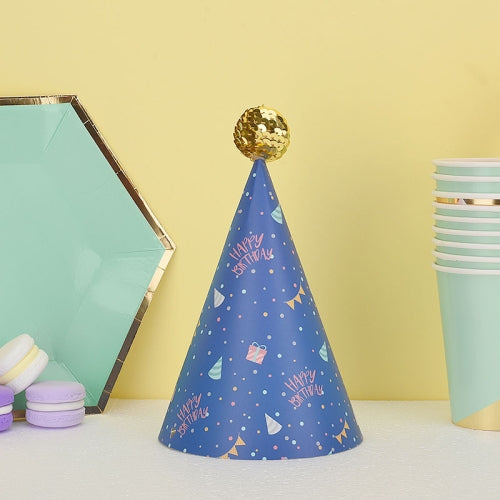 20 PCS Cute Children Bronzing Birthday Hats Cake Baking Decoration Party Hats Golden Ball Cap Happy Birthday