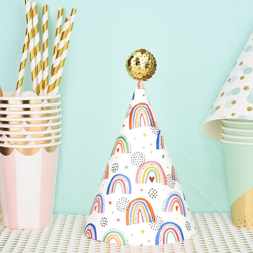 20 PCS Cute Children Bronzing Birthday Hats Cake Baking Decoration Party Hats Cute Rainbow